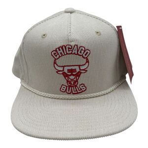 Mitchell & Ness Chicago Bulls Hat Cap‎ Snapback White Corduroy Rope Adjustable